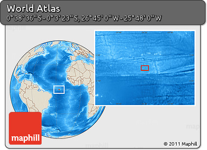 Shaded Relief Location Map of the Area around 0° 21' 0" S, 26° 16' 29" W