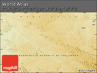 Physical Map of the Area around 0° 21' 0" S, 27° 16' 29" E