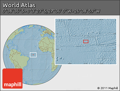 Savanna Style Location Map of the Area around 0° 21' 0" S, 27° 7' 30" W, hill shading