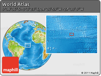 Physical Location Map of the Area around 0° 21' 0" S, 27° 58' 30" W