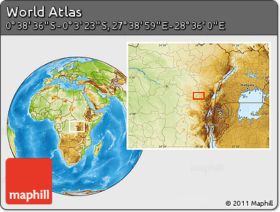 Physical Location Map of the Area around 0° 21' 0" S, 28° 7' 30" E