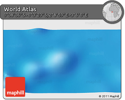 Shaded Relief 3D Map of the Area around 0° 21' 0" S, 2° 37' 30" E