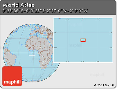 Gray Location Map of the Area around 0° 21' 0" S, 2° 28' 30" W