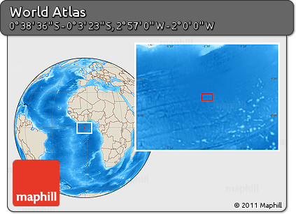 Shaded Relief Location Map of the Area around 0° 21' 0" S, 2° 28' 30" W