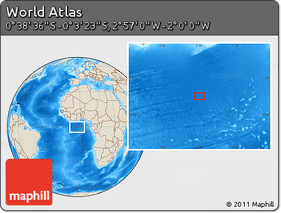Shaded Relief Location Map of the Area around 0° 21' 0" S, 2° 28' 30" W