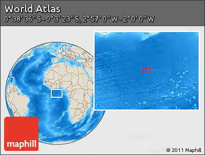 Shaded Relief Location Map of the Area around 0° 21' 0" S, 2° 28' 30" W