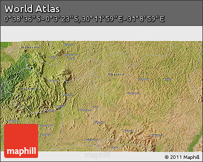 Satellite 3D Map of the Area around 0° 21' 0" S, 30° 40' 29" E