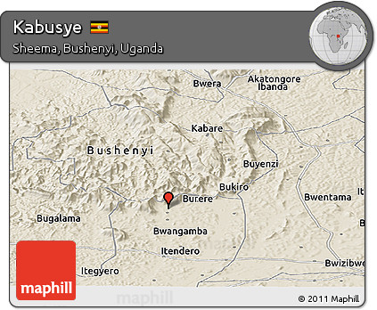 Shaded Relief Panoramic Map of Kabusye