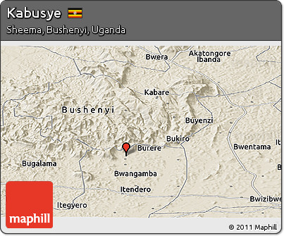 Shaded Relief Panoramic Map of Kabusye