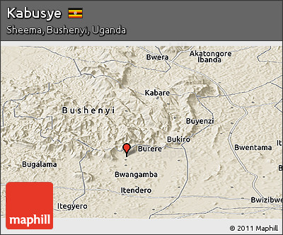 Shaded Relief Panoramic Map of Kabusye