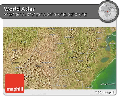 Satellite 3D Map of the Area around 0° 21' 0" S, 31° 31' 29" E