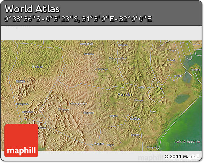 Satellite 3D Map of the Area around 0° 21' 0" S, 31° 31' 29" E