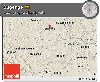 Shaded Relief Panoramic Map of Bugenge