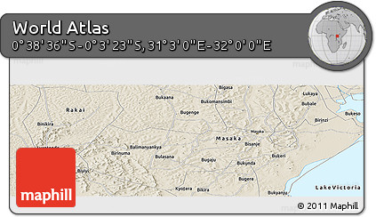 Shaded Relief Panoramic Map of the Area around 0° 21' 0" S, 31° 31' 29" E