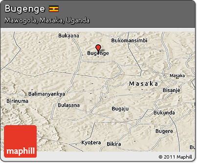 Shaded Relief Panoramic Map of Bugenge