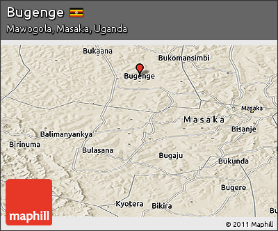Shaded Relief Panoramic Map of Bugenge