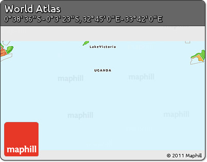 Political 3D Map of the Area around 0° 21' 0" S, 33° 13' 30" E