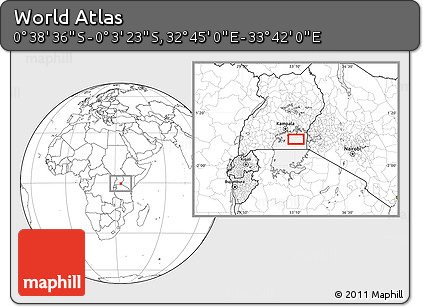 Blank Location Map of the Area around 0° 21' 0" S, 33° 13' 30" E