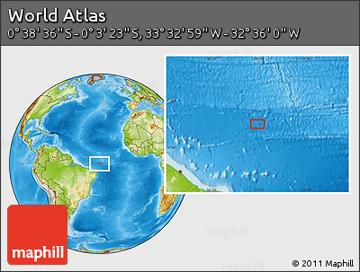 Physical Location Map of the Area around 0° 21' 0" S, 33° 4' 30" W