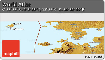 Physical Panoramic Map of the Area around 0° 21' 0" S, 34° 4' 30" E