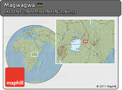 Savanna Style Location Map of Magwagwa, hill shading