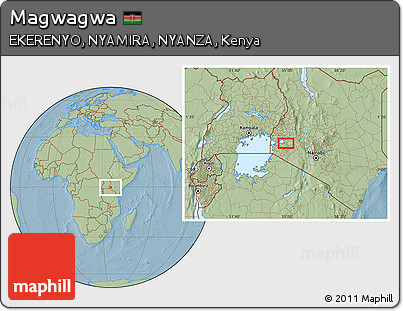 Savanna Style Location Map of Magwagwa, hill shading