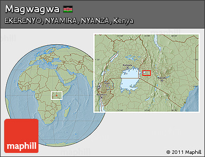 Savanna Style Location Map of Magwagwa, hill shading