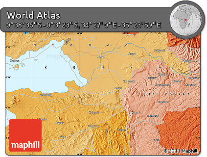 Political Map of the Area around 0° 21' 0" S, 34° 55' 29" E