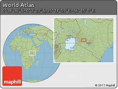 Savanna Style Location Map of the Area around 0° 21' 0" S, 35° 46' 29" E