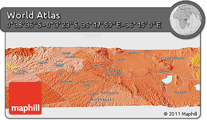 Political Panoramic Map of the Area around 0° 21' 0" S, 35° 46' 29" E