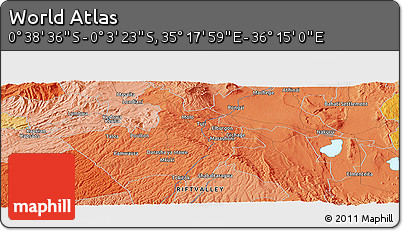 Political Panoramic Map of the Area around 0° 21' 0" S, 35° 46' 29" E