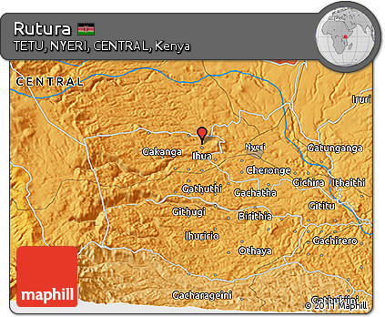 Political 3D Map of Rutura