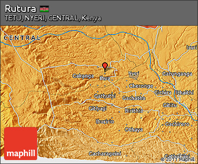Political 3D Map of Rutura