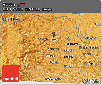 Political 3D Map of Rutura