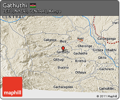 Shaded Relief 3D Map of Gathuthi