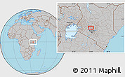 Gray Location Map of the area around 0° 21' 0" S, 36° 37' 30" E