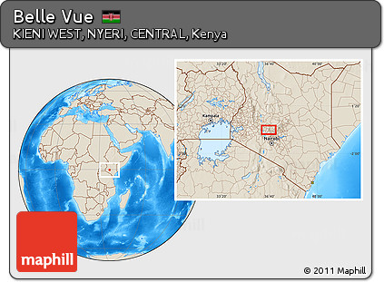 Shaded Relief Location Map of Belle Vue