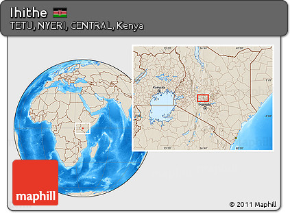 Shaded Relief Location Map of Ihithe