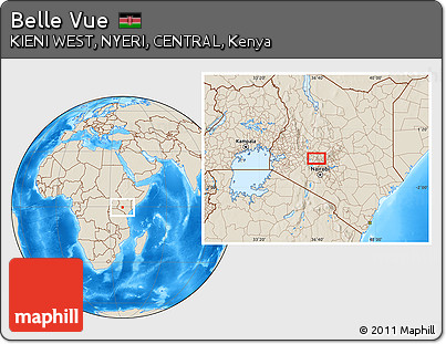 Shaded Relief Location Map of Belle Vue