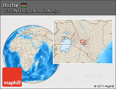 Shaded Relief Location Map of Ihithe