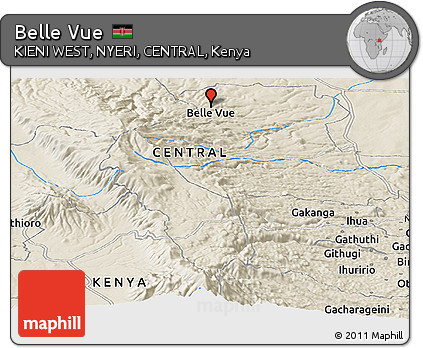 Shaded Relief Panoramic Map of Belle Vue