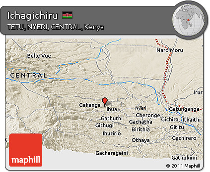 Shaded Relief Panoramic Map of Ichagichiru