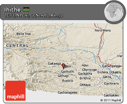Shaded Relief Panoramic Map of Ihithe