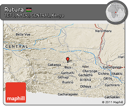 Shaded Relief Panoramic Map of Rutura