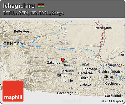 Shaded Relief Panoramic Map of Ichagichiru