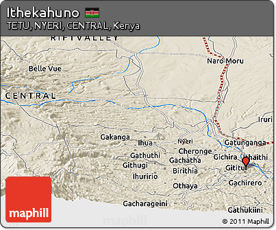 Shaded Relief Panoramic Map of Ithekahuno