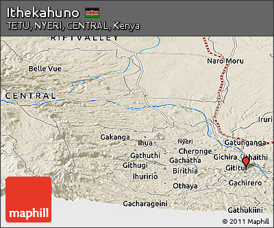 Shaded Relief Panoramic Map of Ithekahuno