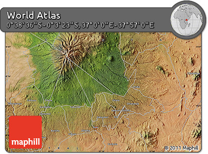 Satellite Map of the Area around 0° 21' 0" S, 37° 28' 30" E
