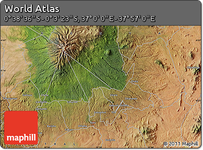 Satellite Map of the Area around 0° 21' 0" S, 37° 28' 30" E