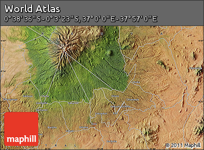 Satellite Map of the Area around 0° 21' 0" S, 37° 28' 30" E